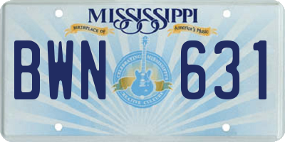 MS license plate BWN631