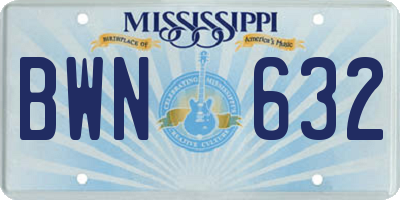 MS license plate BWN632