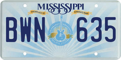 MS license plate BWN635