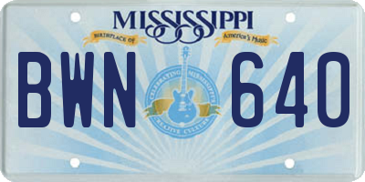 MS license plate BWN640