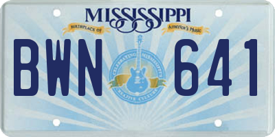 MS license plate BWN641