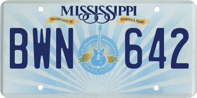 MS license plate BWN642