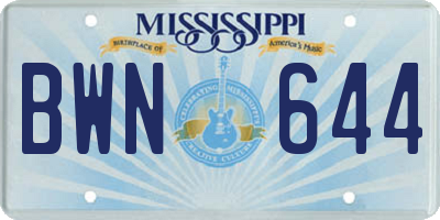 MS license plate BWN644