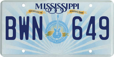 MS license plate BWN649