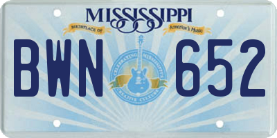 MS license plate BWN652