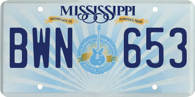 MS license plate BWN653