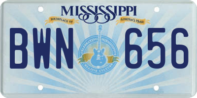 MS license plate BWN656