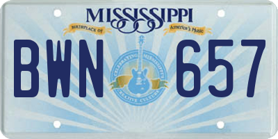 MS license plate BWN657