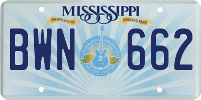 MS license plate BWN662