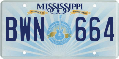 MS license plate BWN664