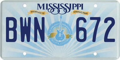 MS license plate BWN672