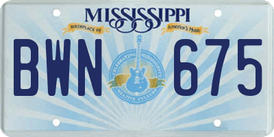MS license plate BWN675