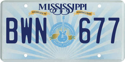 MS license plate BWN677