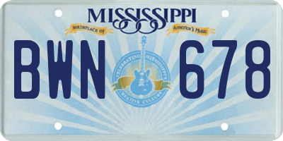 MS license plate BWN678