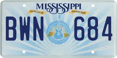 MS license plate BWN684