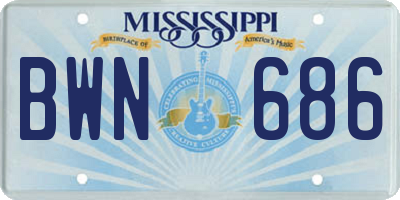 MS license plate BWN686