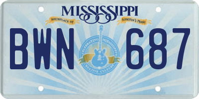 MS license plate BWN687