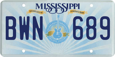 MS license plate BWN689