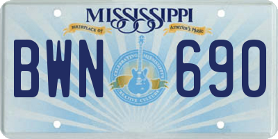 MS license plate BWN690