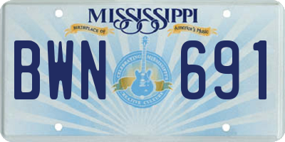 MS license plate BWN691