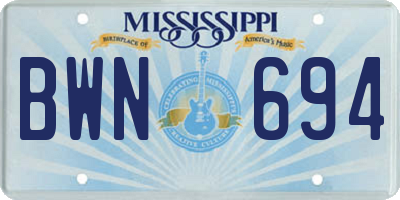 MS license plate BWN694