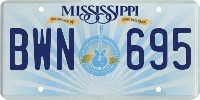 MS license plate BWN695
