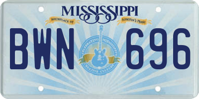 MS license plate BWN696