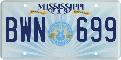 MS license plate BWN699