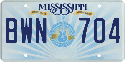 MS license plate BWN704