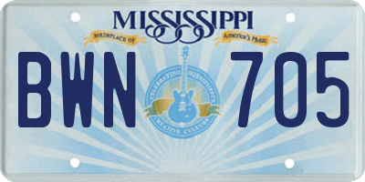 MS license plate BWN705