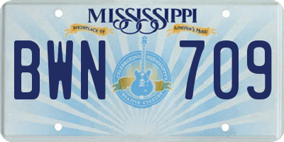 MS license plate BWN709
