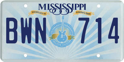 MS license plate BWN714