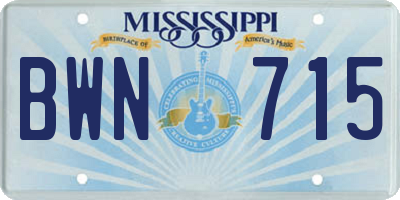 MS license plate BWN715