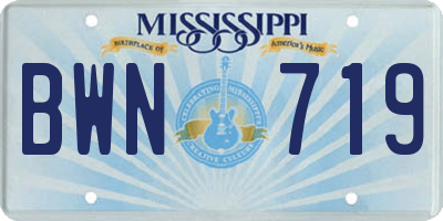 MS license plate BWN719