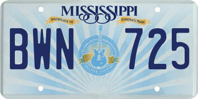 MS license plate BWN725