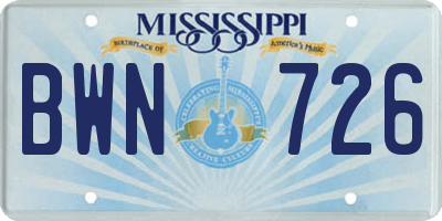 MS license plate BWN726