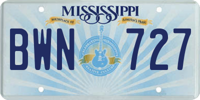 MS license plate BWN727