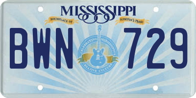 MS license plate BWN729