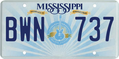MS license plate BWN737