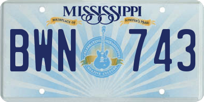 MS license plate BWN743