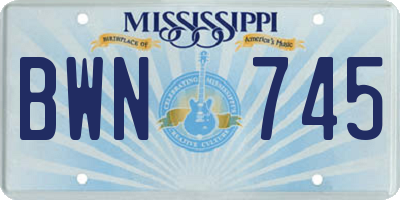 MS license plate BWN745