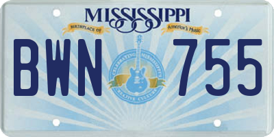 MS license plate BWN755