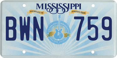MS license plate BWN759