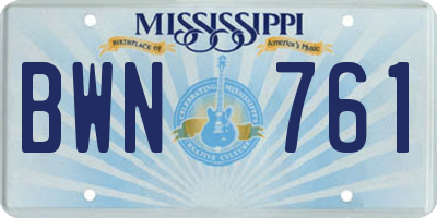 MS license plate BWN761