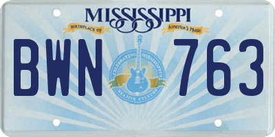 MS license plate BWN763