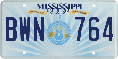 MS license plate BWN764