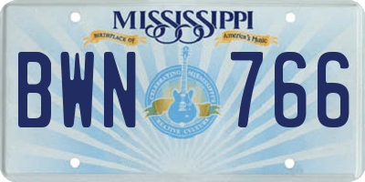 MS license plate BWN766