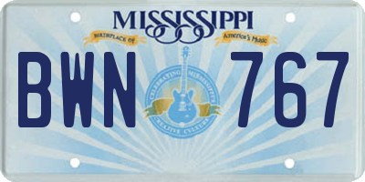 MS license plate BWN767