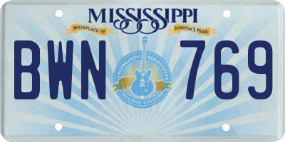 MS license plate BWN769