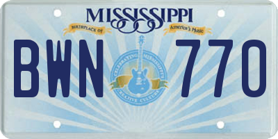 MS license plate BWN770